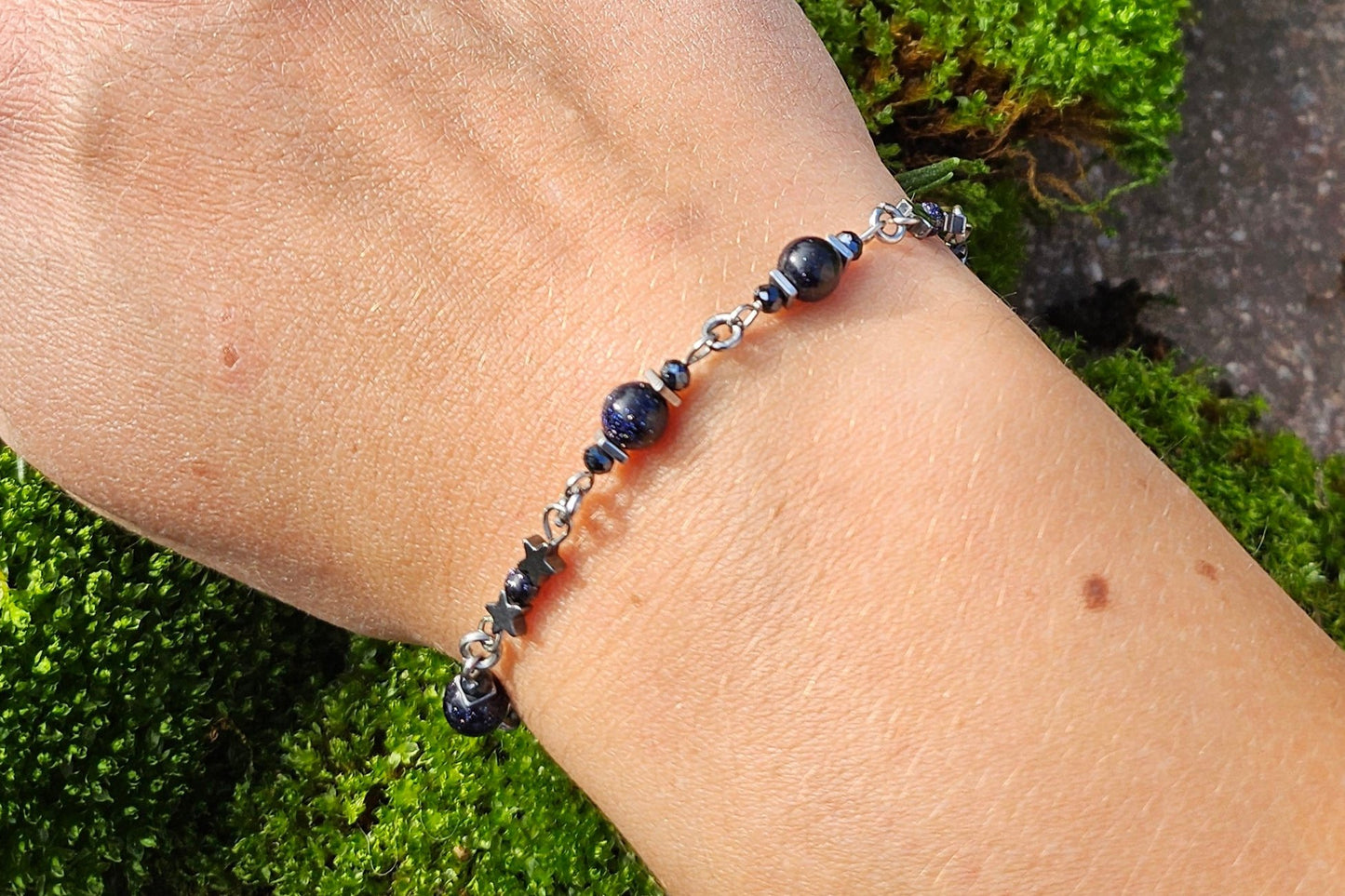 Edelstahlarmband Blaufluss - Glitzernde Sterne