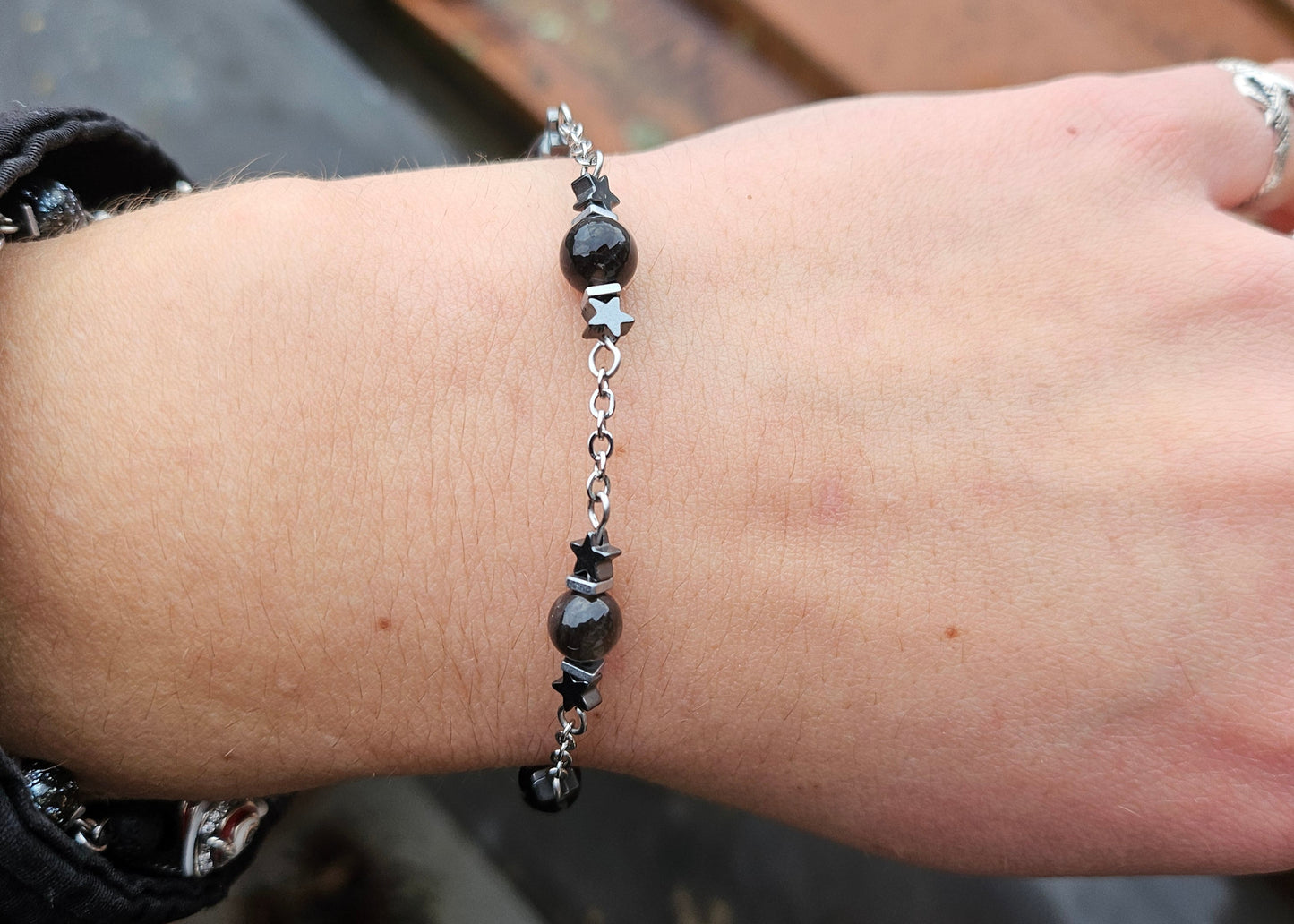 Obsidian Armband - Galaxie und Sterne