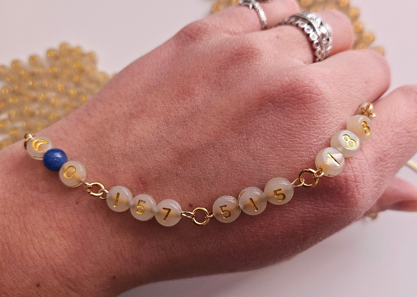 Kim - Armband Edelstahl goldfarben mit Nummer (fertiges Armband)