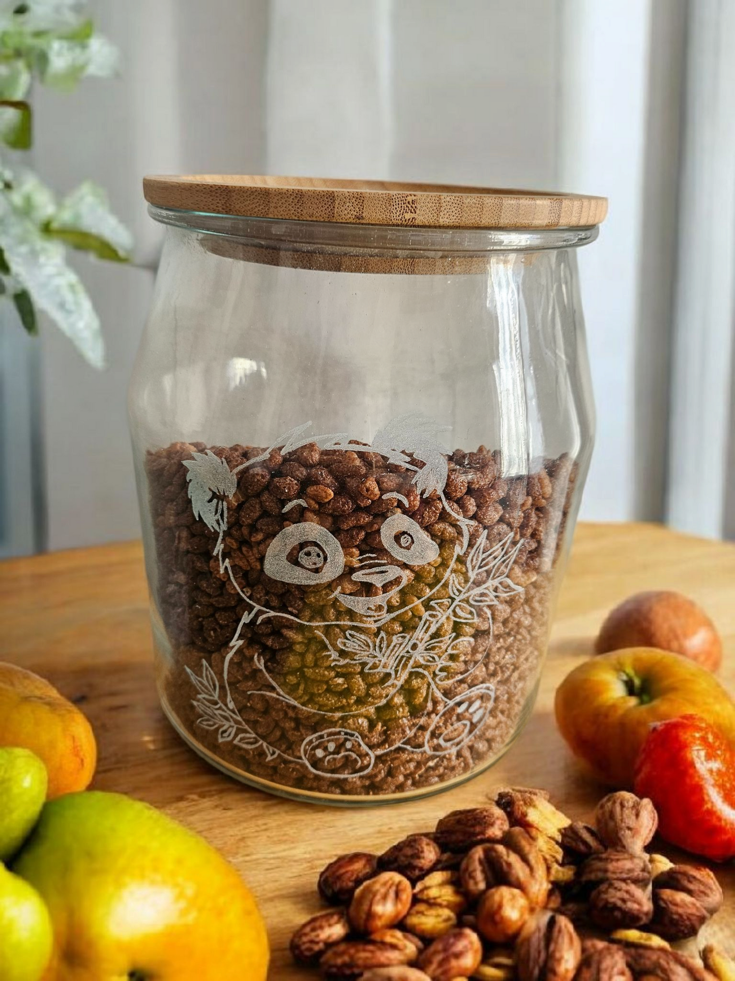 Dose mit Deckel Klarglas mit individueller Gravur Wunschgravur von Hand