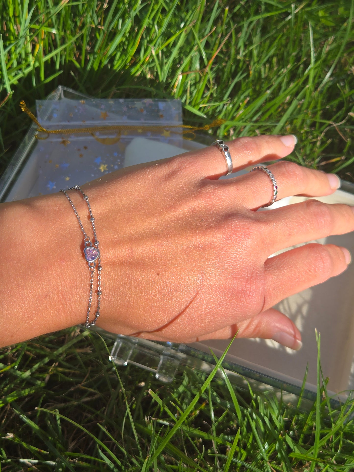 Armband "Pink Moon" - 925 Silberarmband mit Herz