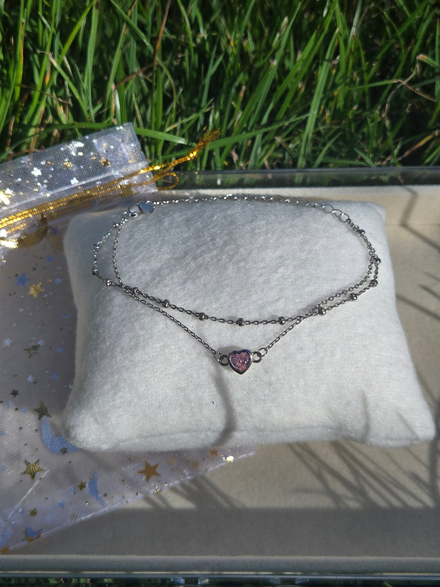 Armband "Pink Moon" - 925 Silberarmband mit Herz