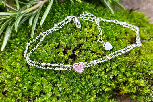 925 Silberarmband mit Herz - Pink Moon