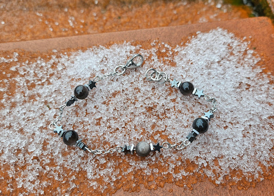 Obsidian Armband - Galaxie und Sterne