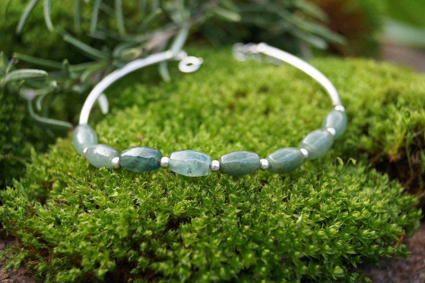 Jade Armband 925 Silber - Green Planet