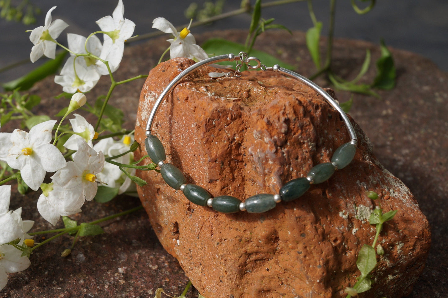 Jade Armband 925 Silber - Green Planet