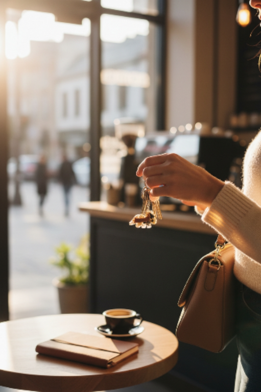 Triceratops Schlüsselanhänger (2x3cm) aus Epoxidharz – mit Halbedelsteinen