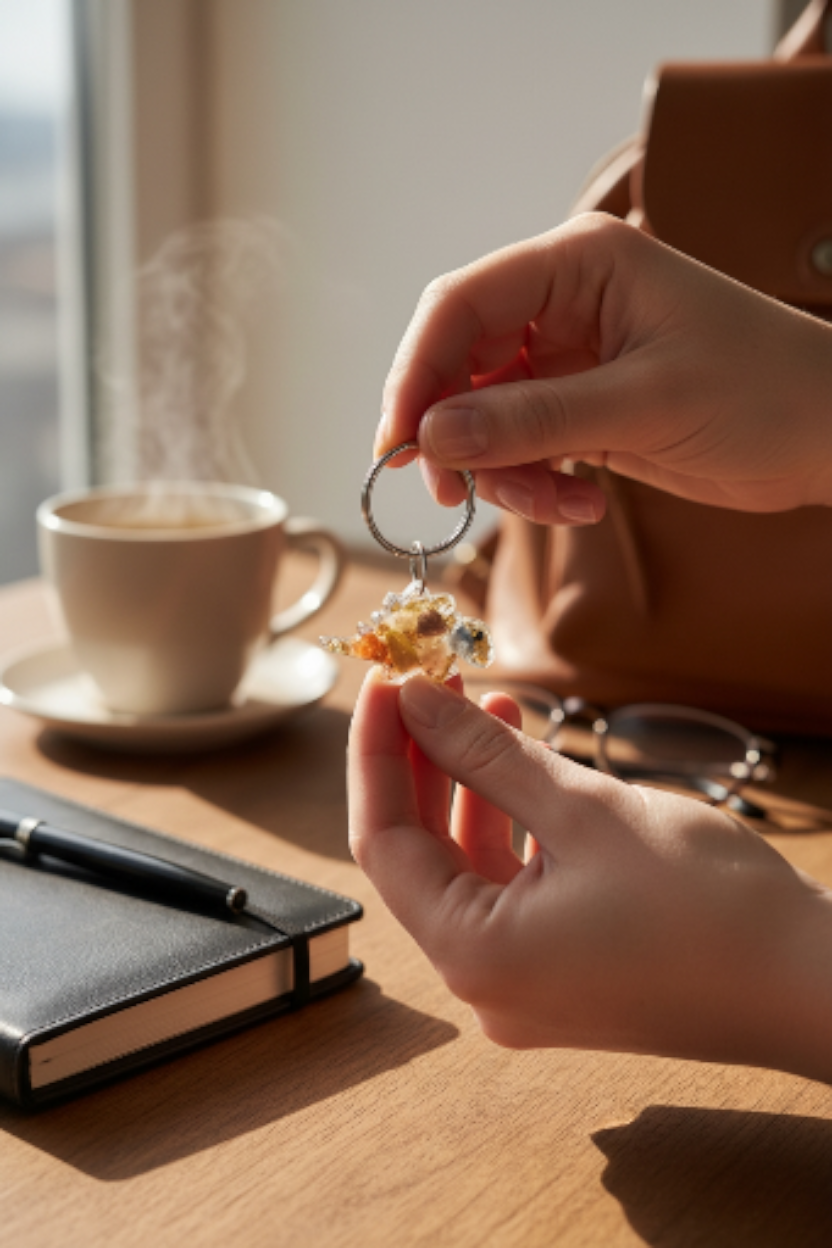 Stegosaurus Schlüsselanhänger (1,5x3cm) aus Epoxidharz – handgefertigt & detailreich