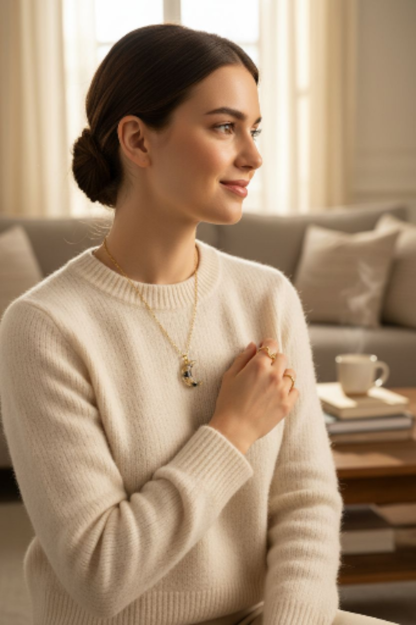 Mondanhänger mit Spinell, Schwarzem Turmalin & Mondstein