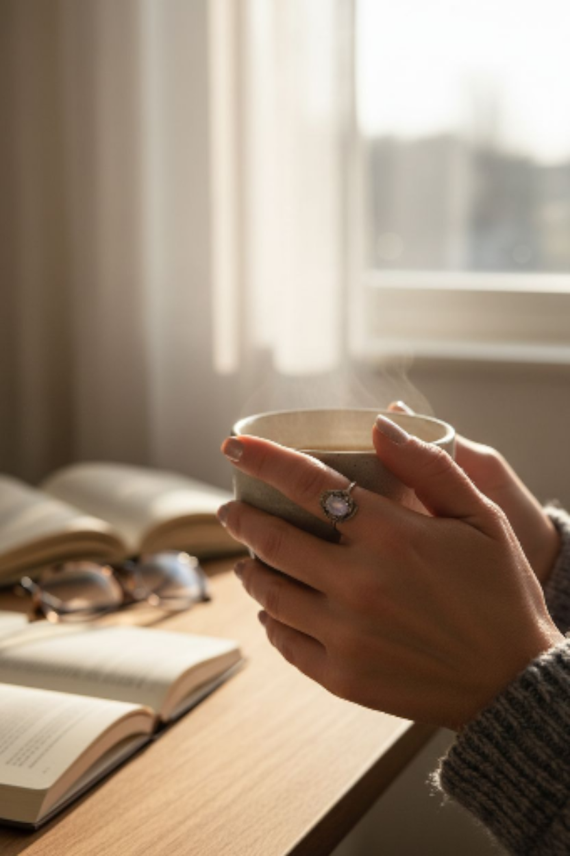 ✨ Lilienquarz-Silberring – Größe 55